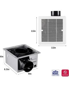 Tech Drive Bathroom Fan, Single Speed - 110 CFM, Energy Star Certified