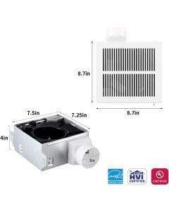 Tech Drive Very Quiet Ventilation and Exhaust Fan, Single Speed - 50CFM, Energy Star Certified