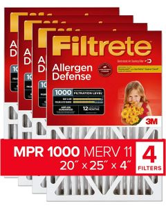 Filtrete 20x25x4 MERV 11 Furnace Filter 4pk