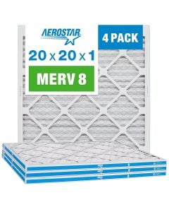 Aerostar 20x20x1 MERV 8 Furnace Filter 4pk