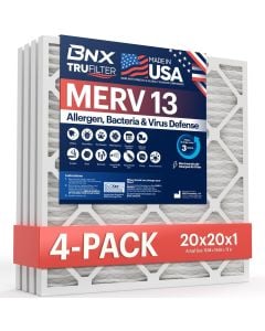 BNX TruFilter 20x20x1 MERV 13 Furnace Filter 4pk